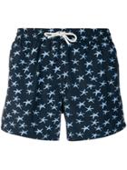 Entre Amis Print Drawstring Swim Shorts - Blue
