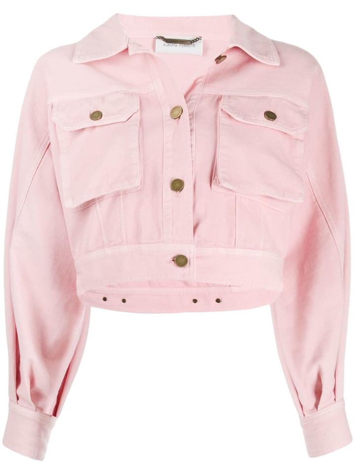 Alberta Ferretti Cropped Denim Jacket - Pink