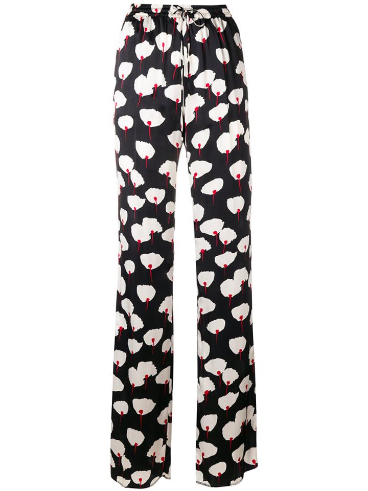 Max Mara Studio Drawstring Print Trousers - Black
