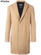 Msgm Mid-length Concealed Fastening Coat, Men's, Size: 52, Nude/neutrals, Cotton/polyamide/polyester/virgin Wool