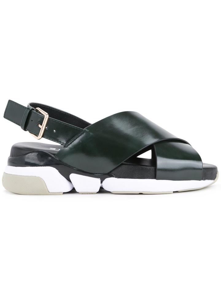 Clane Chunky Sole Sling-back Sandals - Green