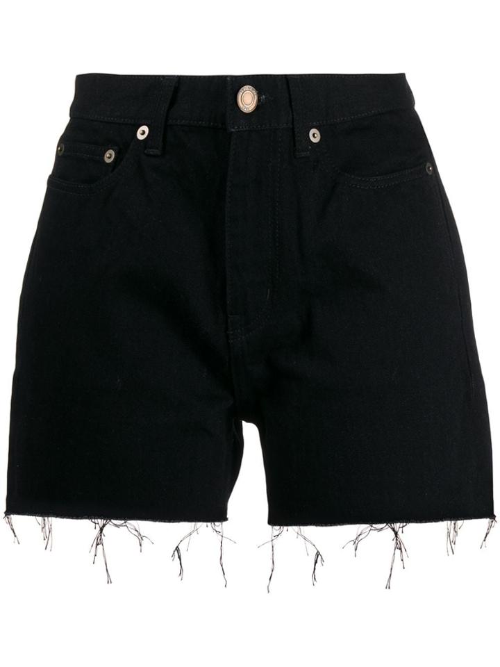 Saint Laurent Raw Hem Denim Shorts - Black