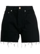 Saint Laurent Raw Hem Denim Shorts - Black