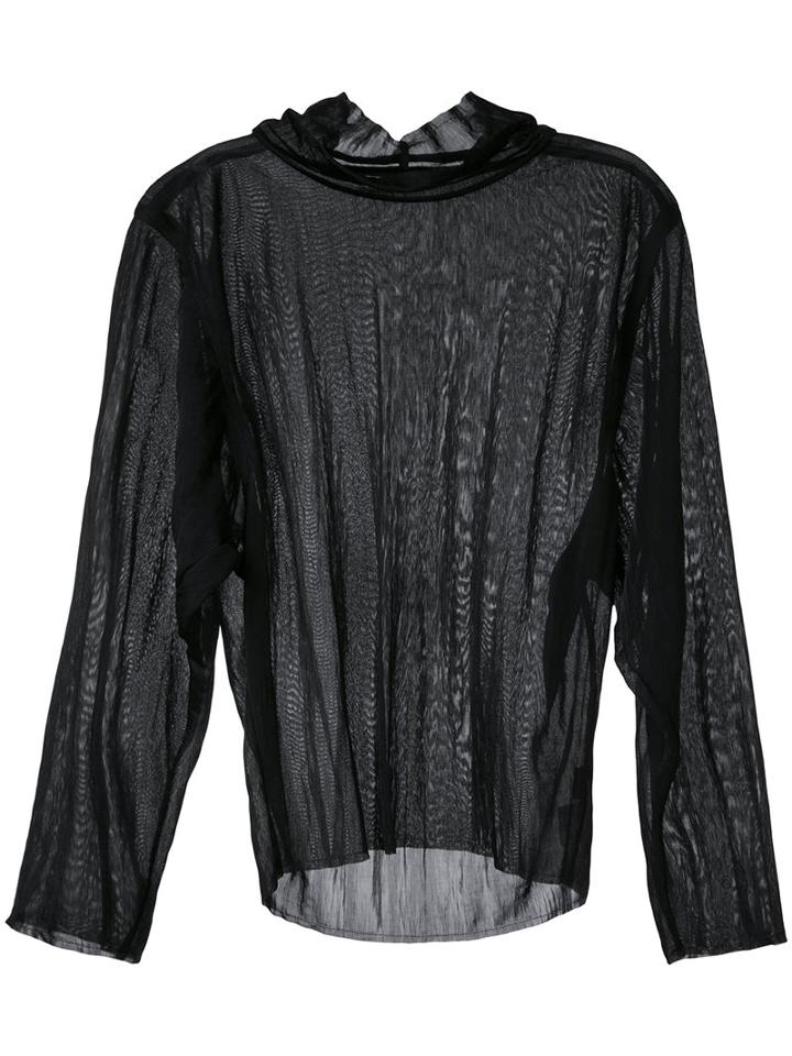 G.v.g.v. - Sheer Jersey High Neck Top - Women - Nylon - 34, Black, Nylon