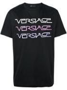Versace Logo Print T-shirt, Men's, Size: Medium, Black, Cotton