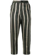 Lost & Found Ria Dunn Striped Cropped Trousers - Black