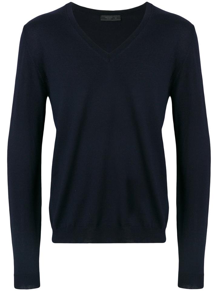 Prada V-neck Jumper - Blue