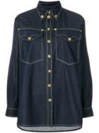 Versace Embellished Button Denim Shirt - Blue
