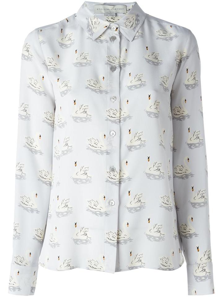 Stella Mccartney Swan Print Shirt, Women's, Size: 40, Grey, Silk