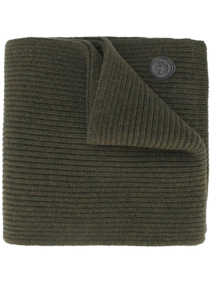 Dsquared2 Canadian Emblem Scarf, Men's, Green, Wool