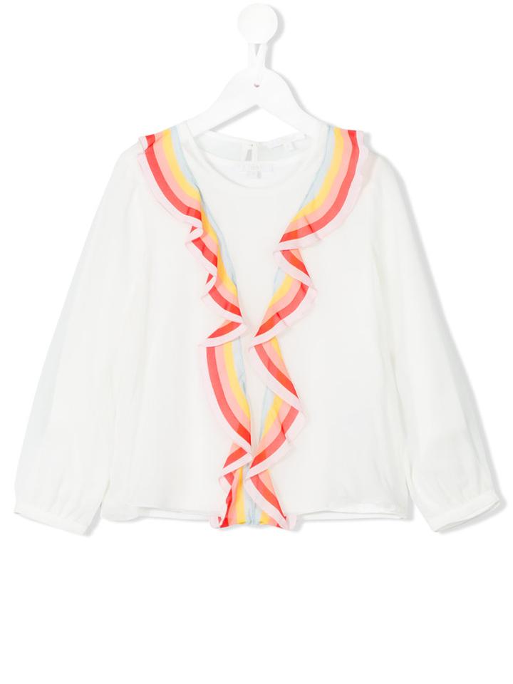 Chloé Kids - Rainbow Ruffle Blouse - Kids - Silk/cotton/polyester/modal - 6 Yrs, White