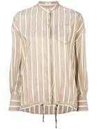 Brunello Cucinelli Striped Drawstring Hem Shirt - Neutrals
