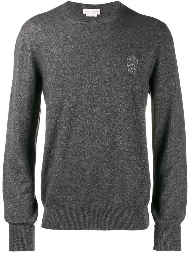 Alexander Mcqueen Crew Neck Glitter Jumper - Grey