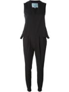 08sircus V Neck Jumpsuit, Women's, Size: 0, Black, Cotton/linen/flax