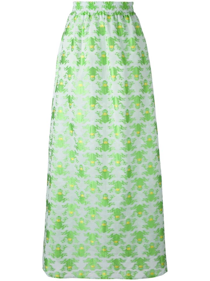 Ultràchic Frog Print Maxi Skirt, Women's, Size: 40, Green, Cotton/acetate