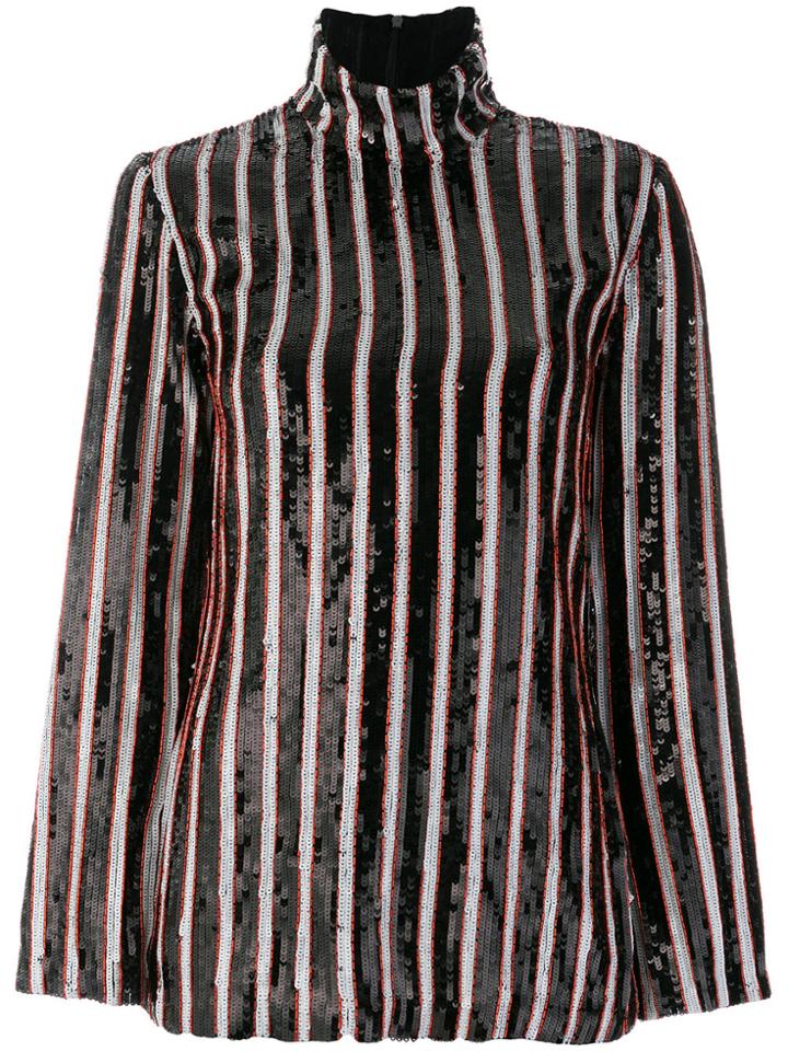 Msgm Embroidered Roll-neck Top - Black