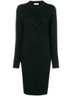 Carven Ruched Cable Sweater Dress - Black
