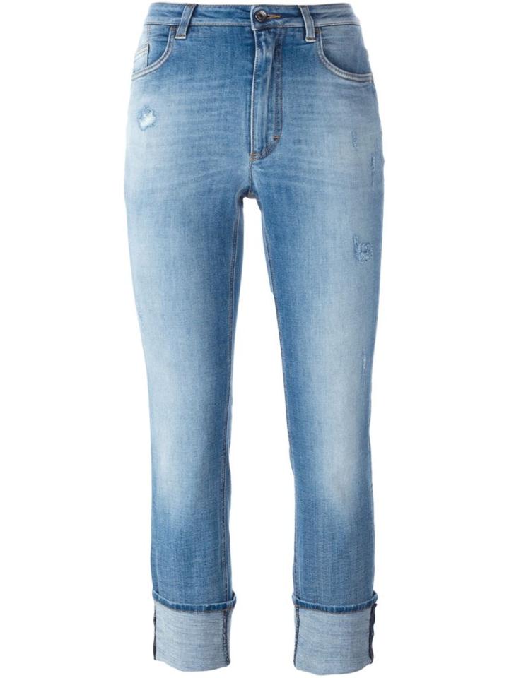 Dolce & Gabbana Turn-up Hem Jeans, Women's, Size: 40, Blue, Cotton/spandex/elastane