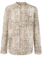 Dnl Printed Band Collar Shirt, Men's, Size: 40, Nude/neutrals, Cotton
