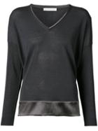 Fabiana Filippi - Contrast Band Top - Women - Cotton/linen/flax/polyamide - 42, Grey, Cotton/linen/flax/polyamide