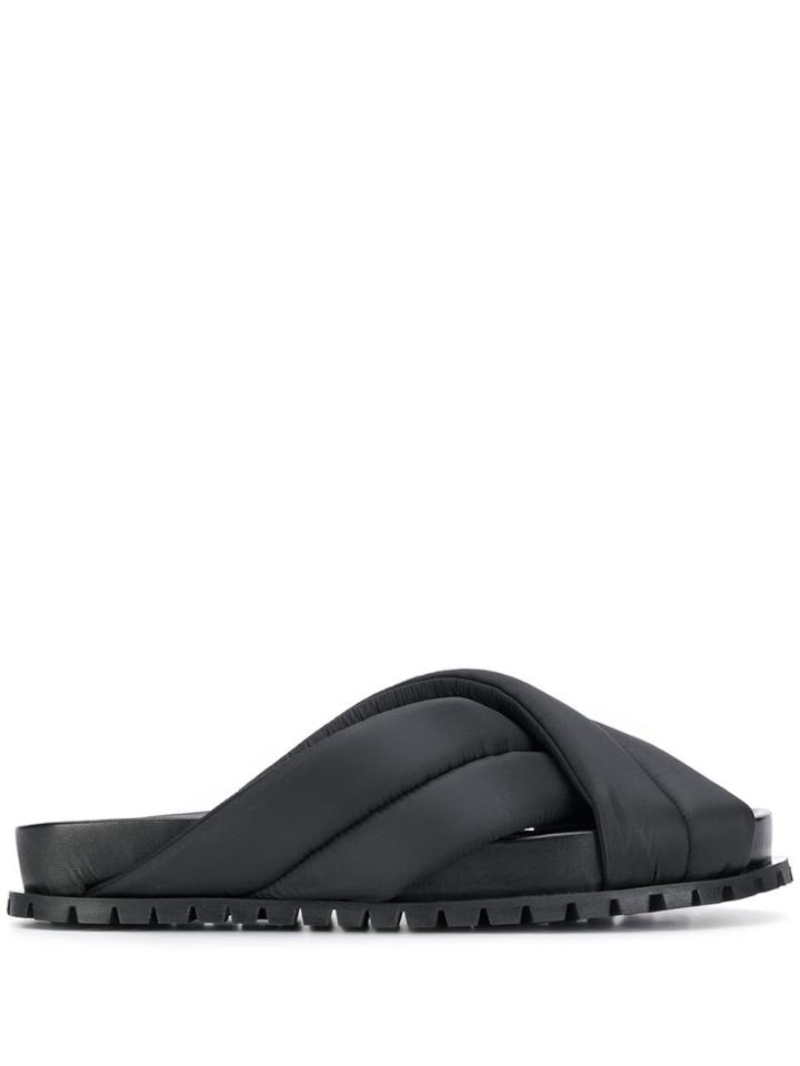 Jil Sander Crossover Strap Sliders - Black