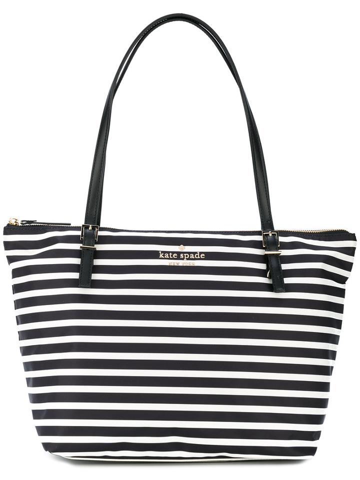 Kate Spade - Striped Shoulder Bag - Women - Leather/polyester - One Size, Black, Leather/polyester