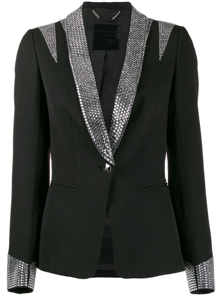 Philipp Plein Crystal Tuxedo Jacket - Black