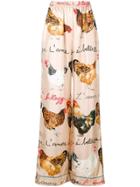 Dolce & Gabbana Chicken Print Palazzo Pants - Nude & Neutrals