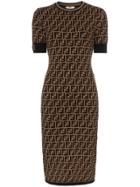 Fendi Zucca Print Fitted Mini Dress - Brown