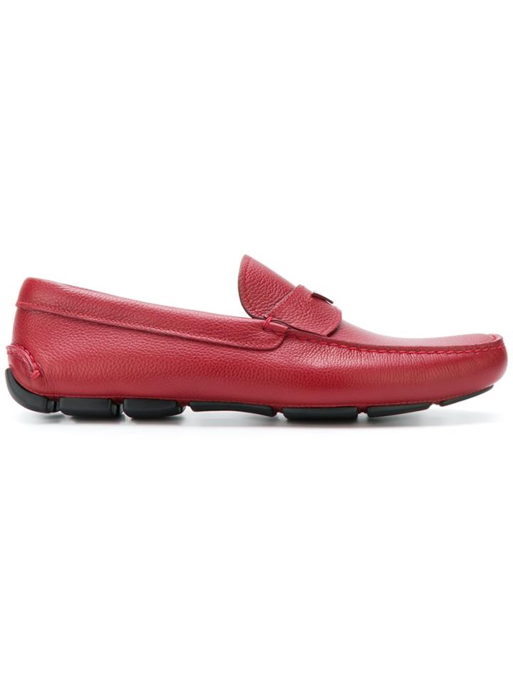 Prada Logo Plaque Loafers - Red