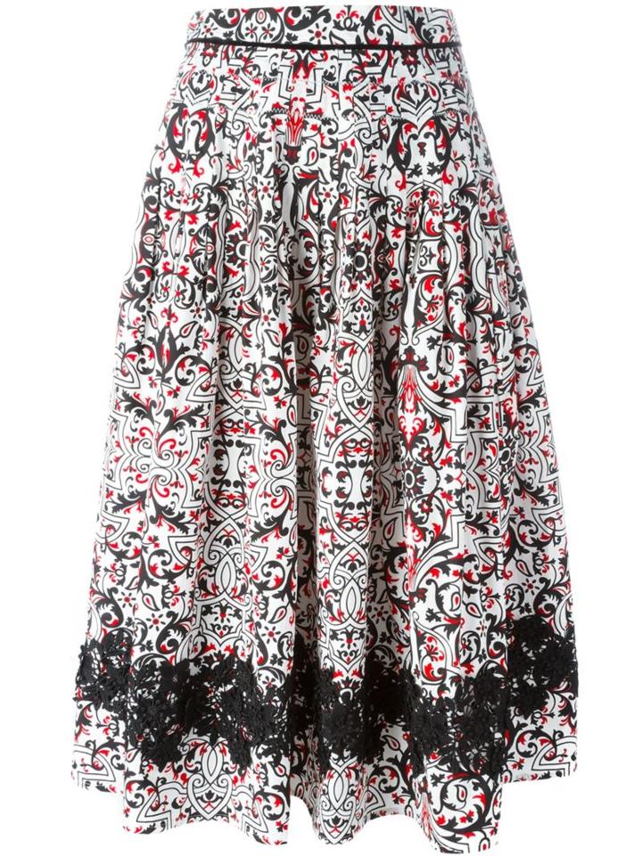 Tomas Maier Arabesque Print Pleated Skirt, Women's, Size: 4, Cotton/polyester