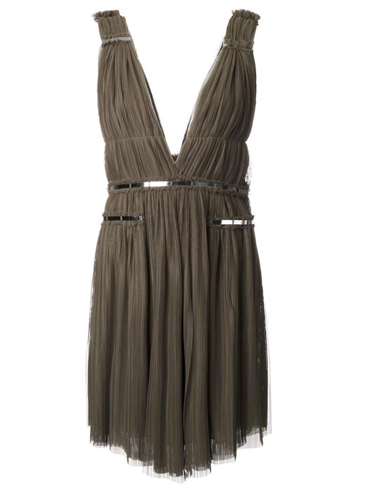 Jay Ahr V-neck Silver-tone Detail Dress, Women's, Size: 34, Green, Polyester