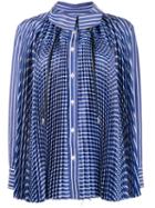 Sacai Striped Pleated Shirt - Blue