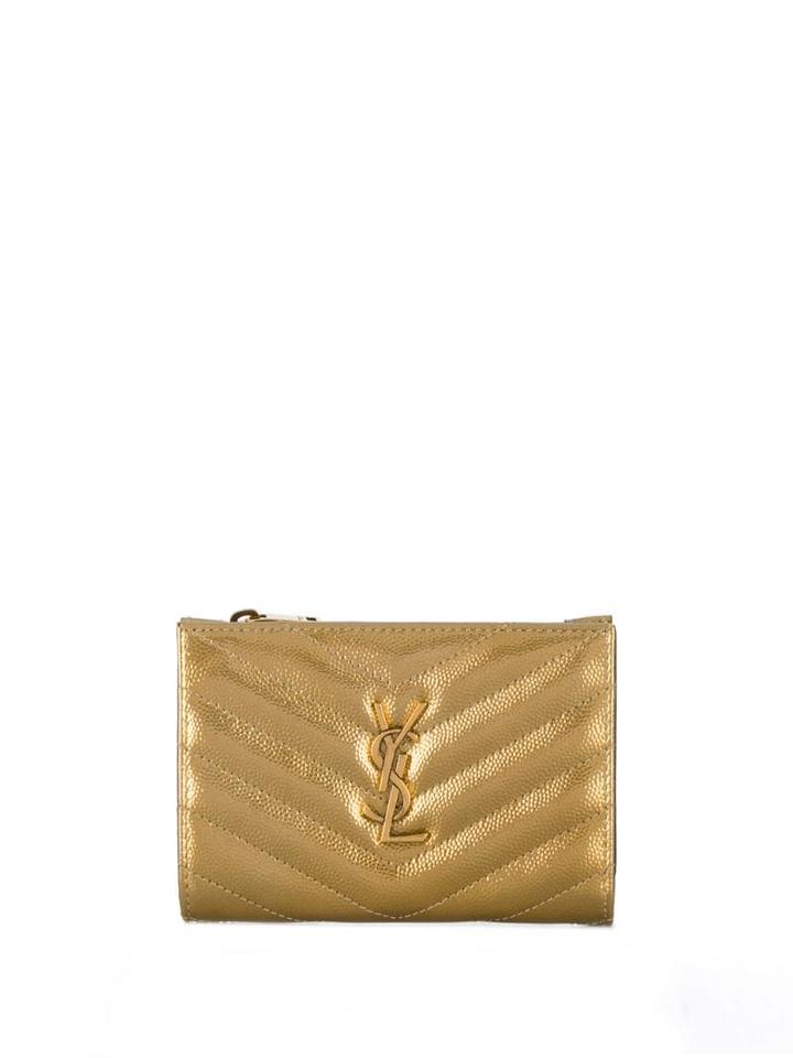 Saint Laurent Monogram Compact Wallet - Gold