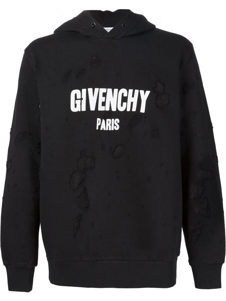 Givenchy Distressed Sweatshirt, Size: Large, Black, Cotton/polyester/viscose