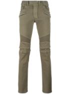Balmain Skinny Biker Jeans, Men's, Size: 32, Green, Cotton/spandex/elastane