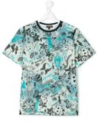 Roberto Cavalli Kids - Teen Vegas Print T-shirt - Kids - Cotton/elastodiene - 14 Yrs, Boy's, Blue