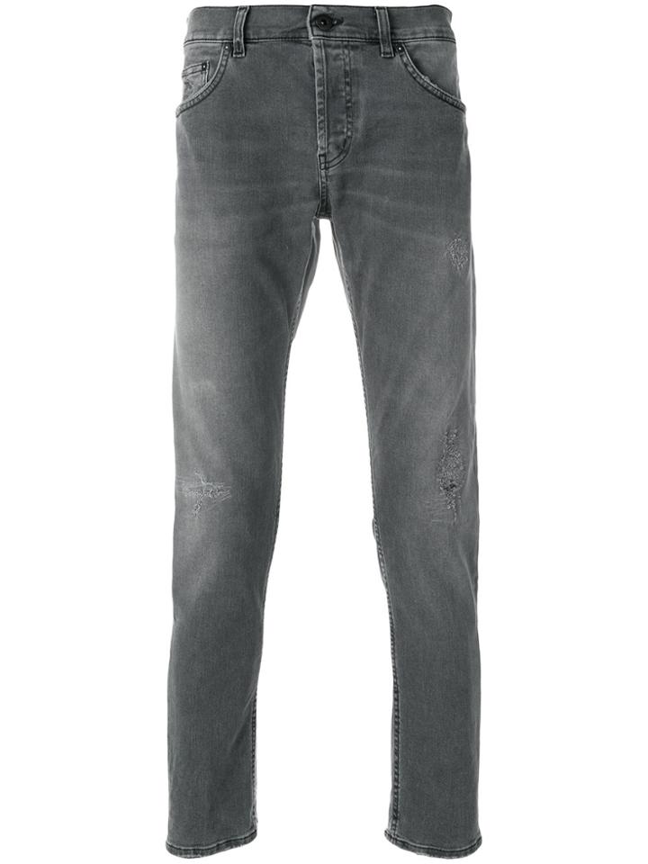 Dondup Distressed Straight Leg Jeans - Grey