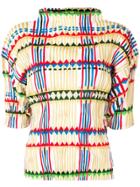 Issey Miyake Vintage High Neck Pleated Top - Neutrals