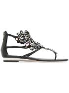 René Caovilla Embellished Ankle Sandals - Black