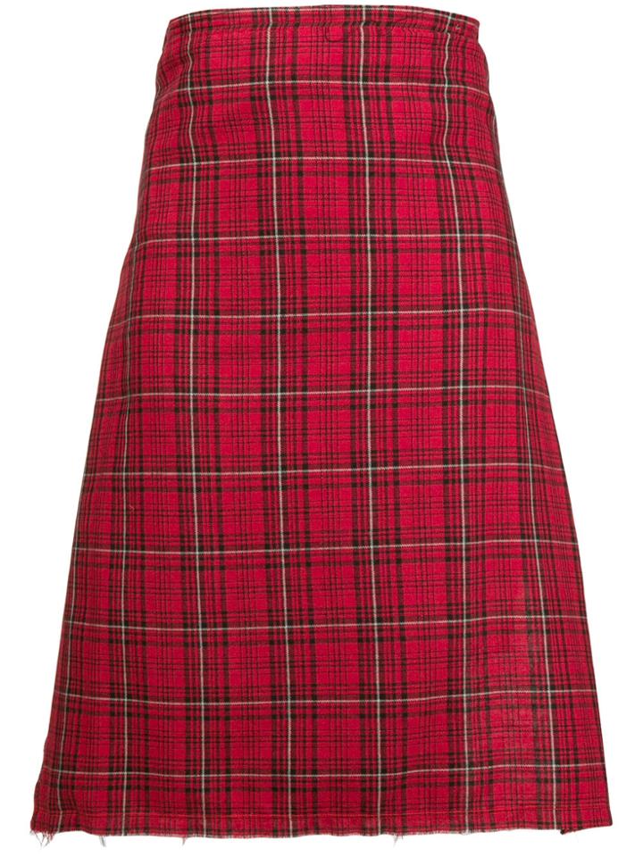 R13 Check Asymmetric Apron Skirt - Multicolour