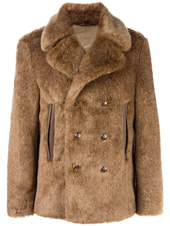 Roberto Cavalli Faux Fur Coat, Men's, Size: 50, Brown, Acetate/polyester/modacrylic/viscose