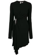 Saint Laurent Gathered Dress With Shooting Star Embellishment - Black