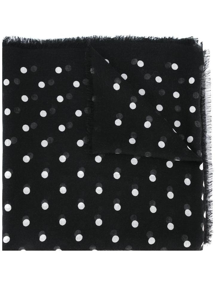 Saint Laurent Polka Dot Scarf, Women's, Black, Cashmere/silk