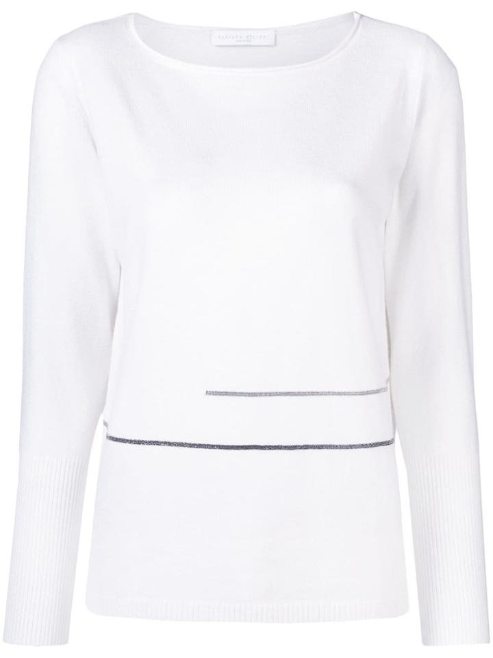 Fabiana Filippi Contrast-trim Fitted Sweater - White