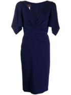 Talbot Runhof V-neck Wrap Dress - Blue