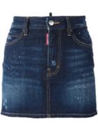 Dsquared2 - Paint Splatter Denim Skirt - Women - Cotton/spandex/elastane - 40, Blue, Cotton/spandex/elastane