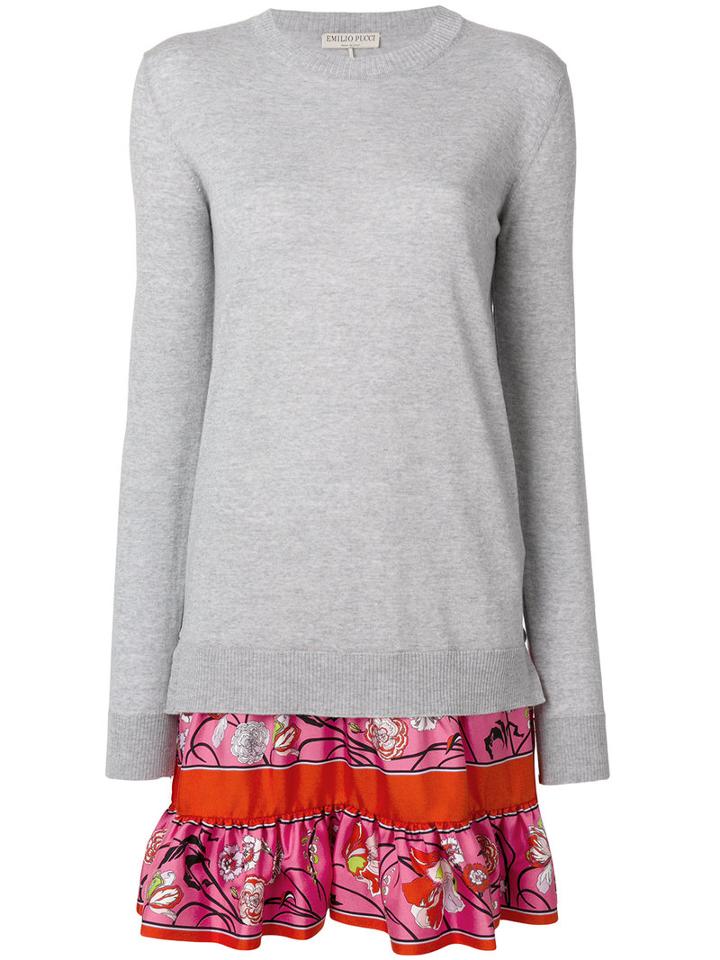 Emilio Pucci - Layered Knit Dress - Women - Silk/virgin Wool - L, Grey, Silk/virgin Wool