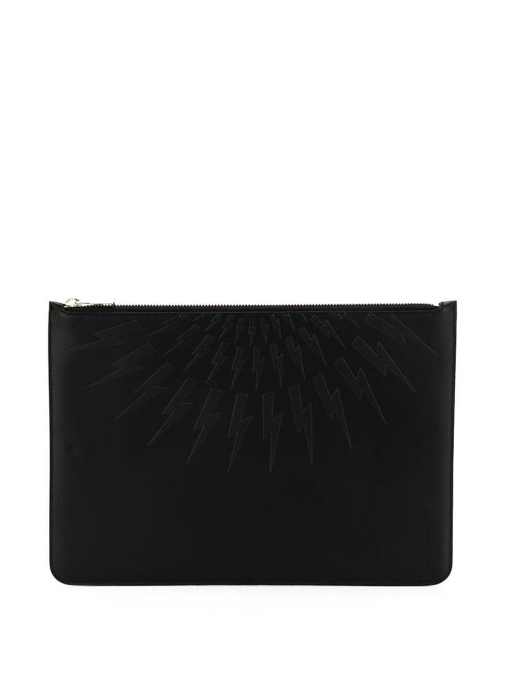 Neil Barrett Lightning Embossed Clutch - Black
