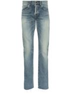 Saint Laurent Bandana Raw-edge Jeans - Blue